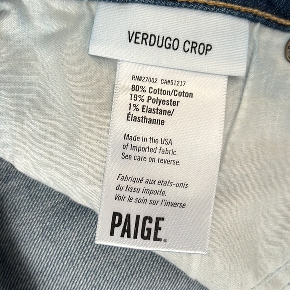EUC PAIGE VERDUGO CROP JEANS, size 29 - Picture 3 of 7